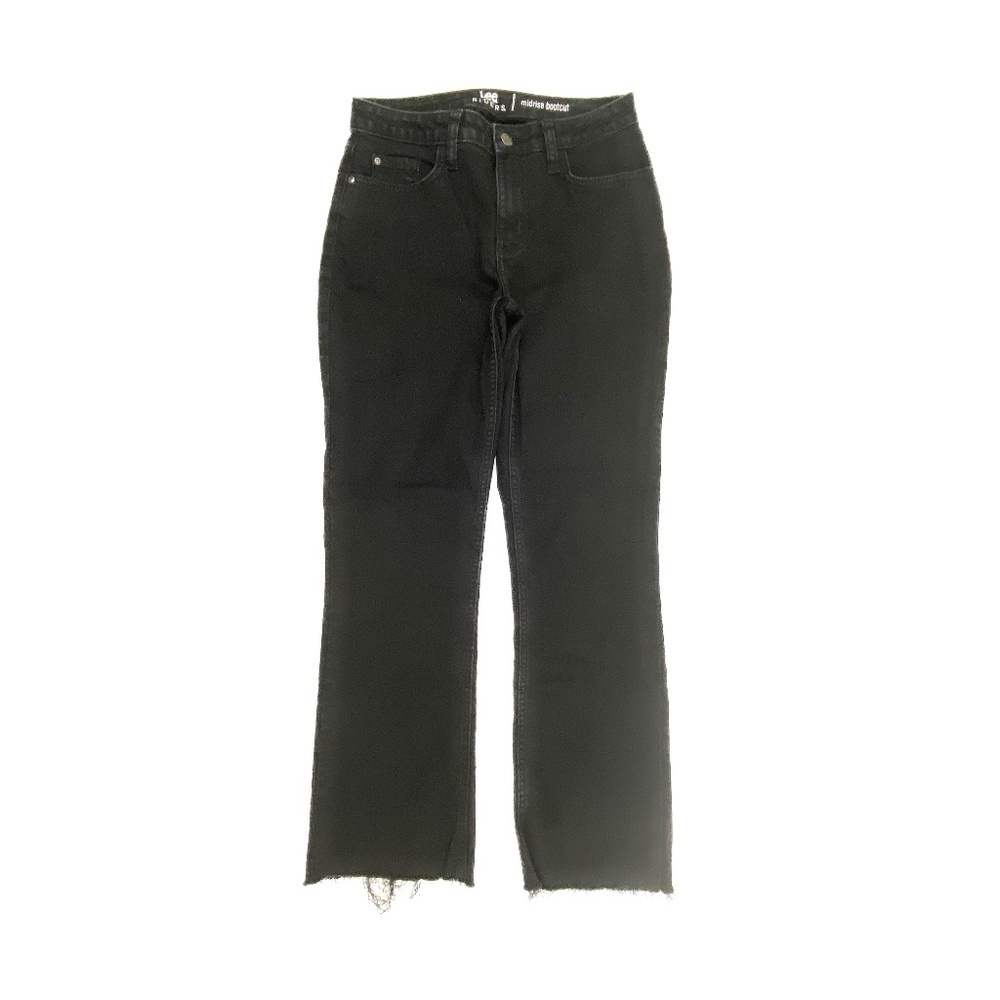 Lee Mid Rise Bootcut Cropped Raw hem Women's size 6 Black Denim Jeans